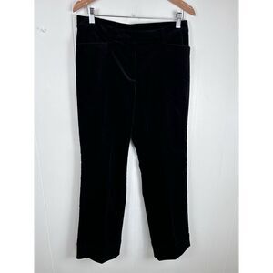 Jones New York Velvet Pleat Pants Women's 8 Black Stretch Inseam 29" Sewn Cuffed